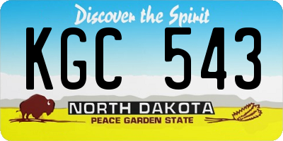 ND license plate KGC543