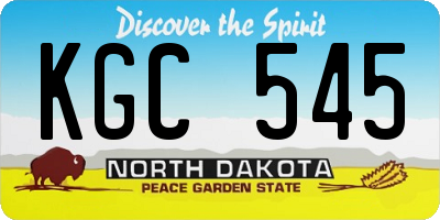 ND license plate KGC545