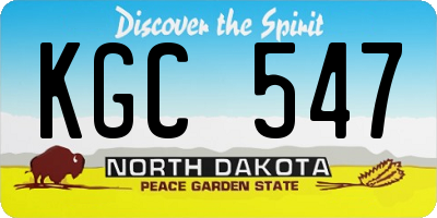 ND license plate KGC547