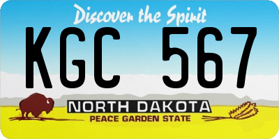 ND license plate KGC567
