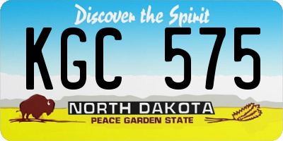 ND license plate KGC575