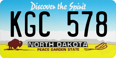 ND license plate KGC578