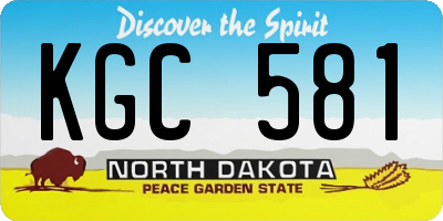 ND license plate KGC581