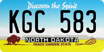 ND license plate KGC583