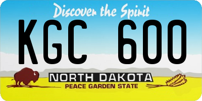 ND license plate KGC600