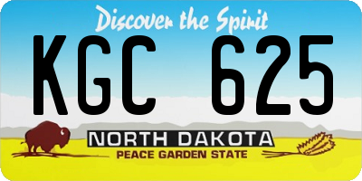 ND license plate KGC625