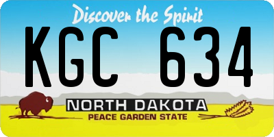 ND license plate KGC634