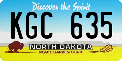 ND license plate KGC635