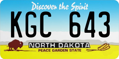 ND license plate KGC643