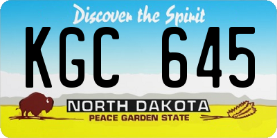 ND license plate KGC645