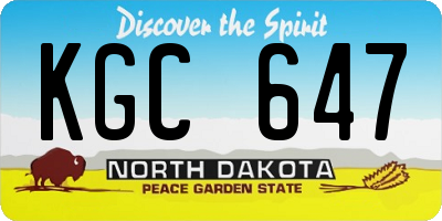 ND license plate KGC647