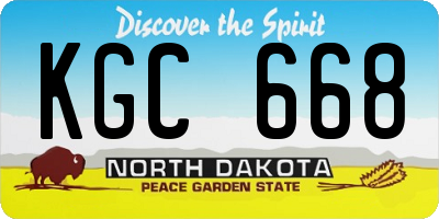 ND license plate KGC668