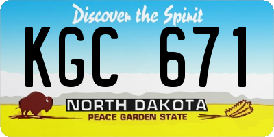 ND license plate KGC671