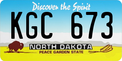 ND license plate KGC673