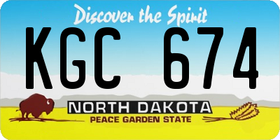 ND license plate KGC674