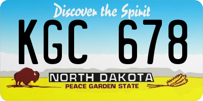 ND license plate KGC678