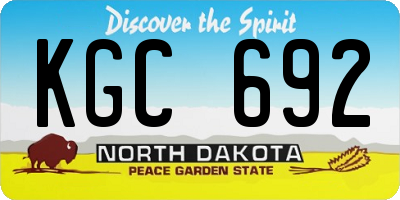 ND license plate KGC692