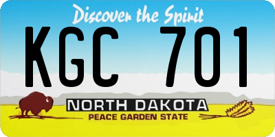 ND license plate KGC701