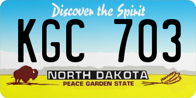 ND license plate KGC703