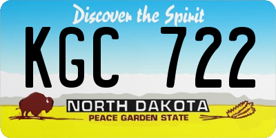 ND license plate KGC722