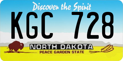 ND license plate KGC728