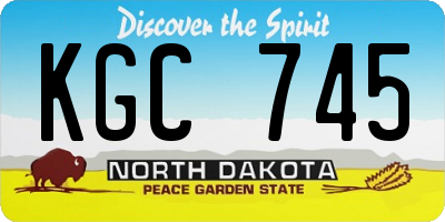 ND license plate KGC745