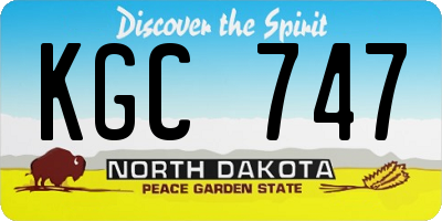 ND license plate KGC747