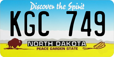 ND license plate KGC749