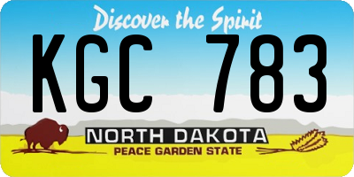 ND license plate KGC783
