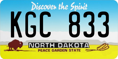 ND license plate KGC833