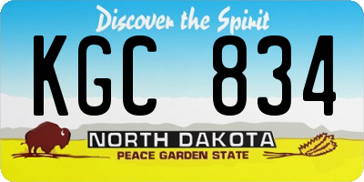 ND license plate KGC834