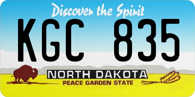 ND license plate KGC835