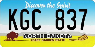 ND license plate KGC837