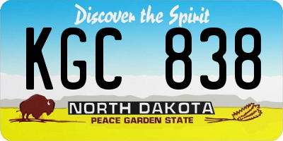 ND license plate KGC838