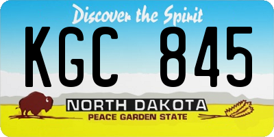 ND license plate KGC845
