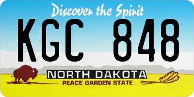ND license plate KGC848