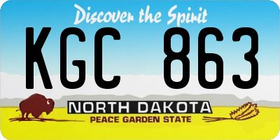 ND license plate KGC863