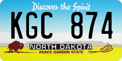 ND license plate KGC874