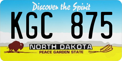 ND license plate KGC875