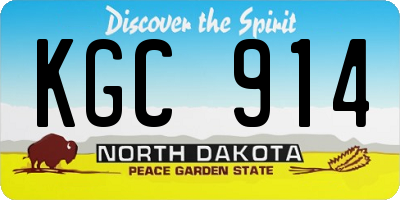 ND license plate KGC914