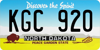 ND license plate KGC920