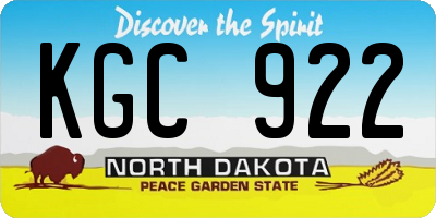 ND license plate KGC922