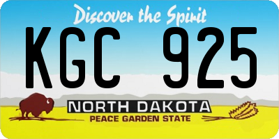 ND license plate KGC925
