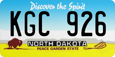 ND license plate KGC926