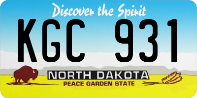 ND license plate KGC931