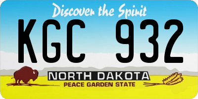 ND license plate KGC932