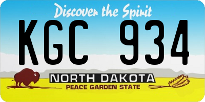 ND license plate KGC934