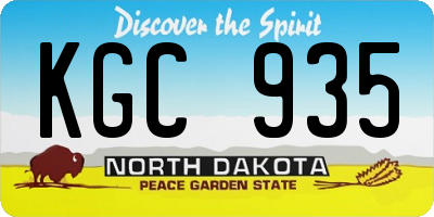 ND license plate KGC935