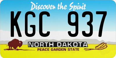ND license plate KGC937