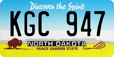 ND license plate KGC947
